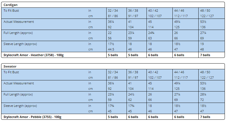 Stylecraft Cardigan and Sweater Knitting Pattern Leaflet 9798H 7 9798