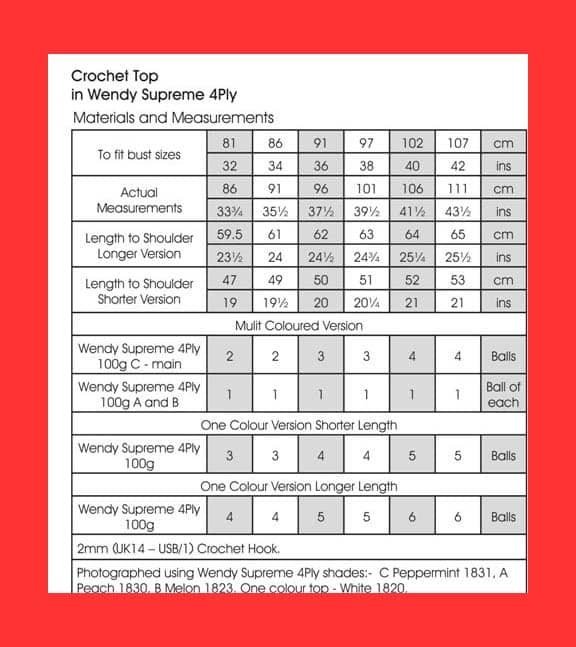 Wendy Top Crochet Pattern Leaflet 5766