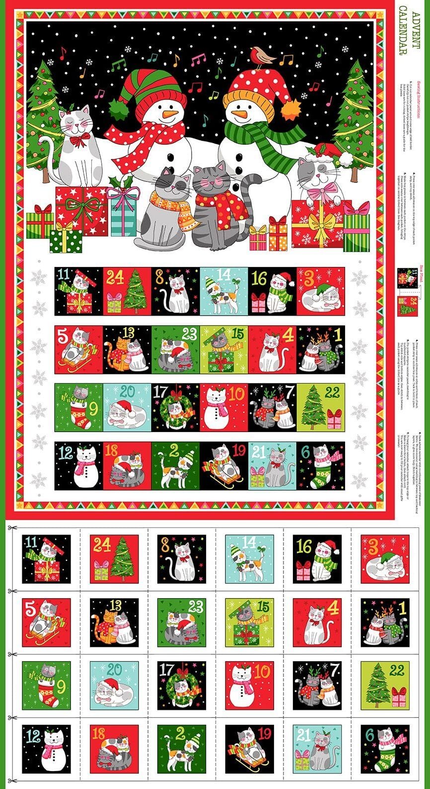 Makower Christmas Santa Paws Santa Paws Advent Christmas Panel 2477/1 Patchwork & Quilting Fabric 6 Makower Christmas Santa Paws Santa Paws Advent Panel 2477/1
