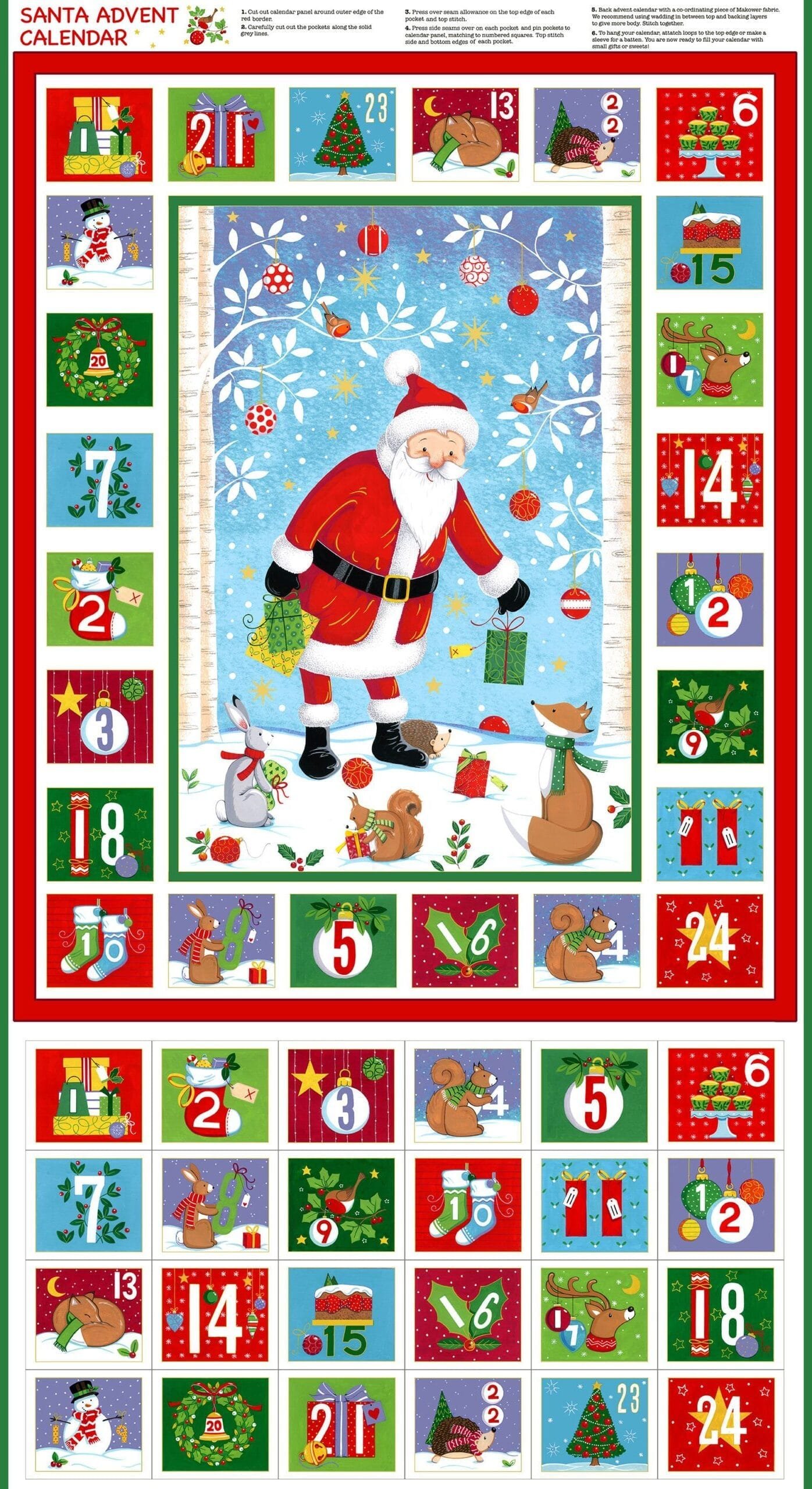Makower Christmas Merry Advent Panel 2486/1