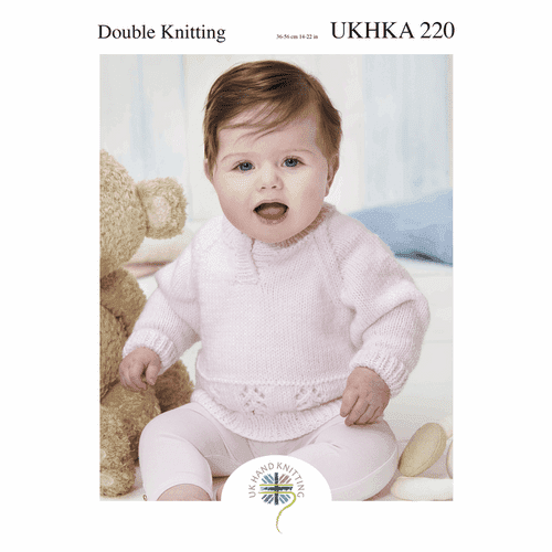 UKHKA Round Neck Cardigan, V Neck Cardigan & Sweater Knitting Pattern Leaflet UKHKA 220