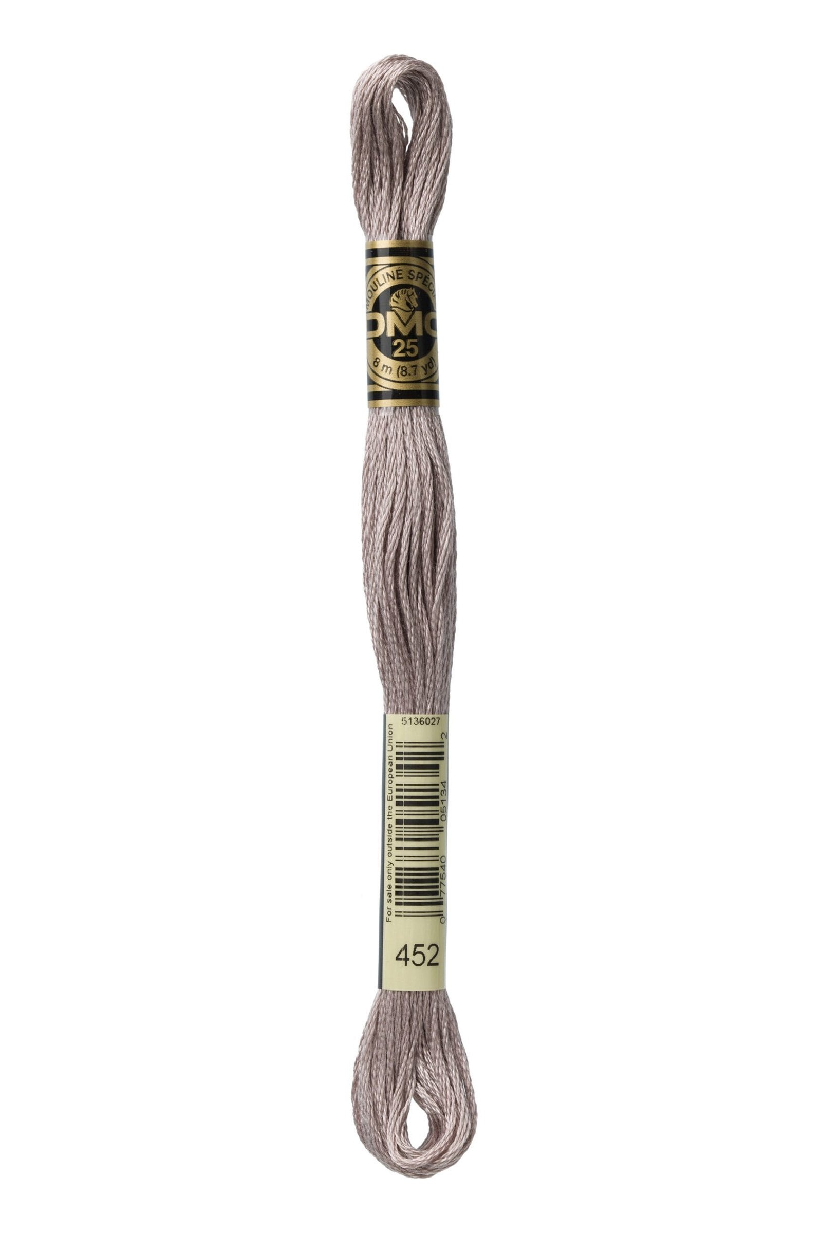 DMC Mouliné Special Cotton Thread 452 Medium Shell Gray 6 DMC Mouliné Special Cotton Thread 452 Medium Shell Gray