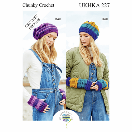 UKHKA Beanie Hats & Fingerless Mitts Crochet Pattern Leaflet UKHKA227