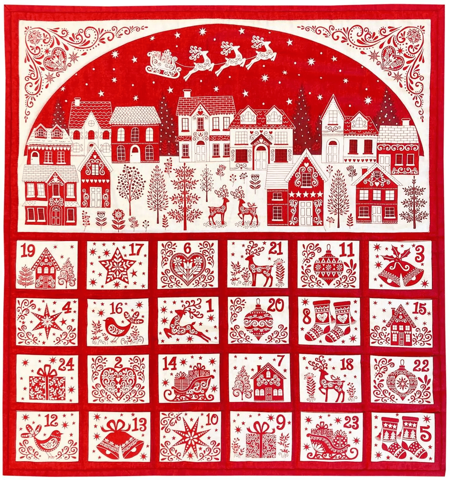 Makower Christmas Scandi Advent Christmas Panel 2581/1 Patchwork & Quilting Fabric 6 Makower Christmas Scandi Advent Panel 2581/1