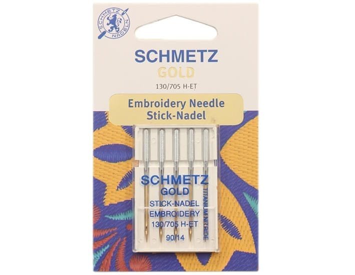 Schmetz Gold Titanium (Embroidery) Size 90 Machine Needles 5 Piece Card