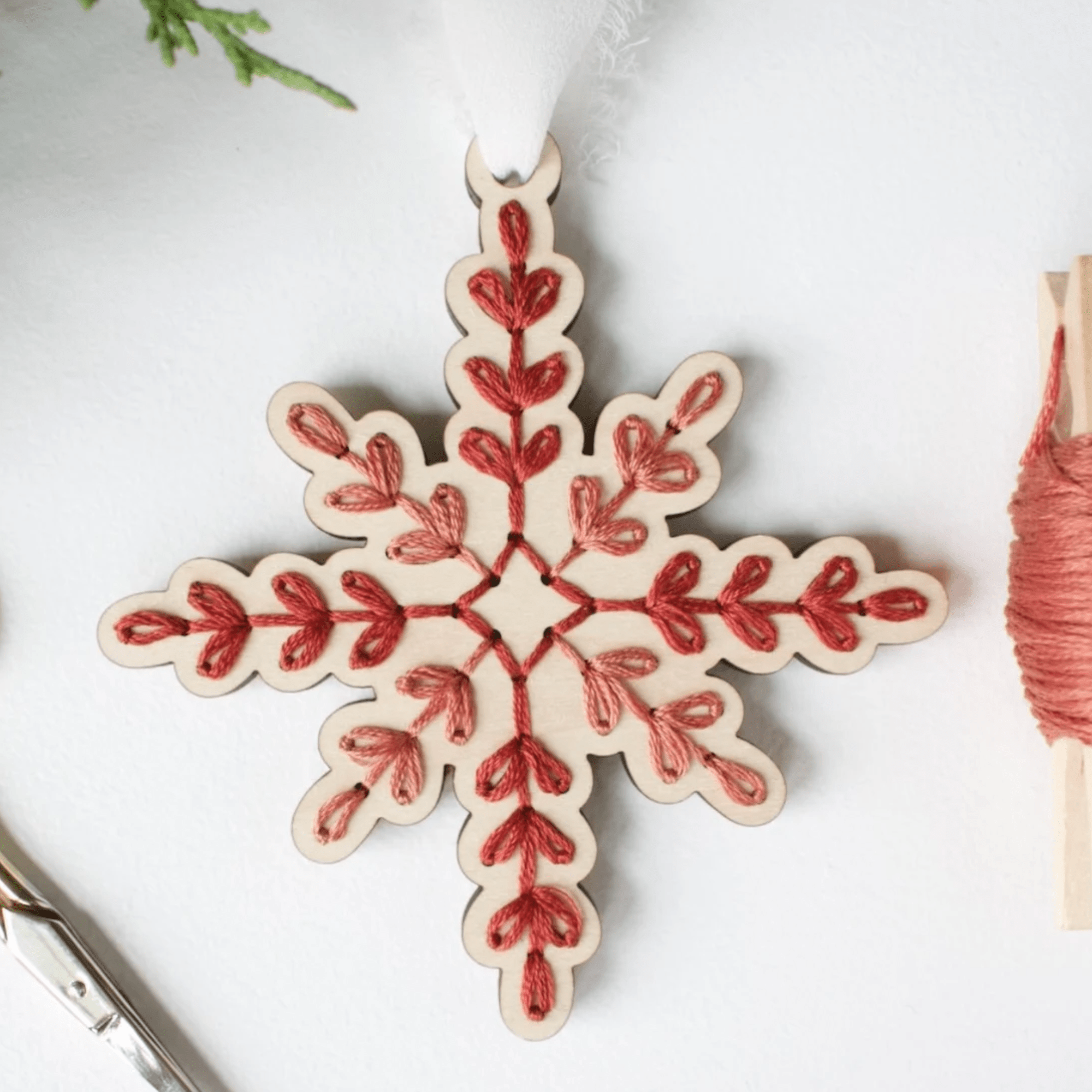 Vintage Snowflake Ornament Embroidery DIY Kit