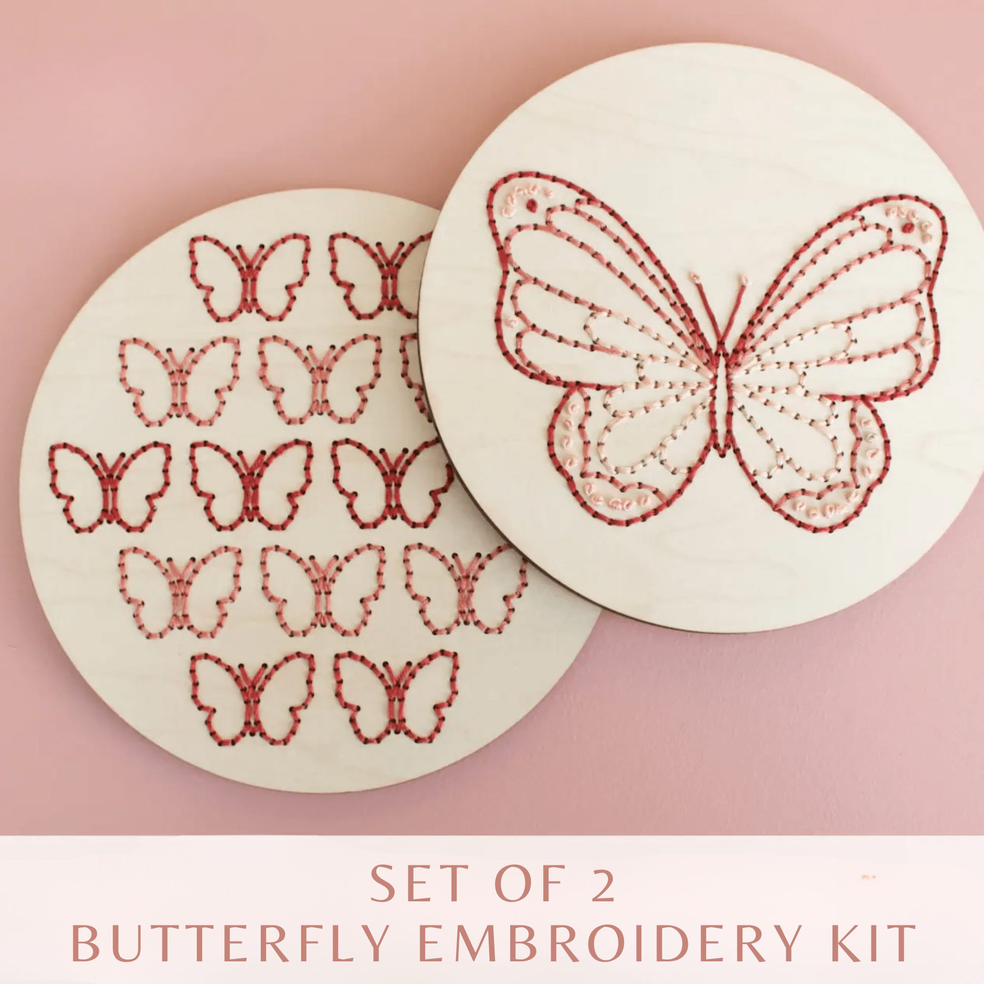 Set of 2 Butterflies DIY Embroidery Kit