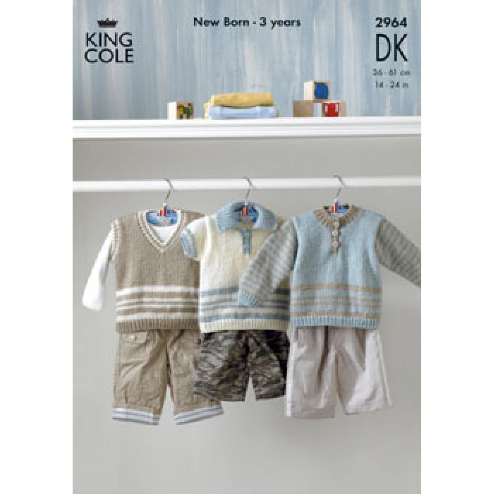 King Cole Set of vest & jumpers Knitting Pattern Leaflet 2964