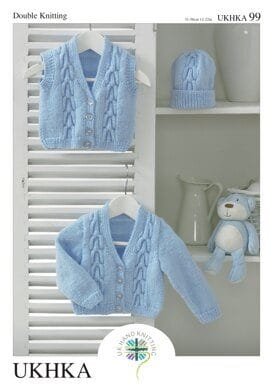 UKHKA Cardigan, Waistcoat & Hat Knitting Pattern Leaflet UKHKA 99