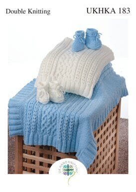 UKHKA Cable Blanket & Bootees Knitting Pattern Leaflet UKHKA 183