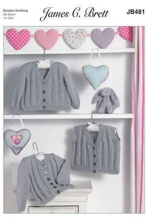James C Brett Cardigans & Waistcoat Knitting Pattern Leaflet JB481