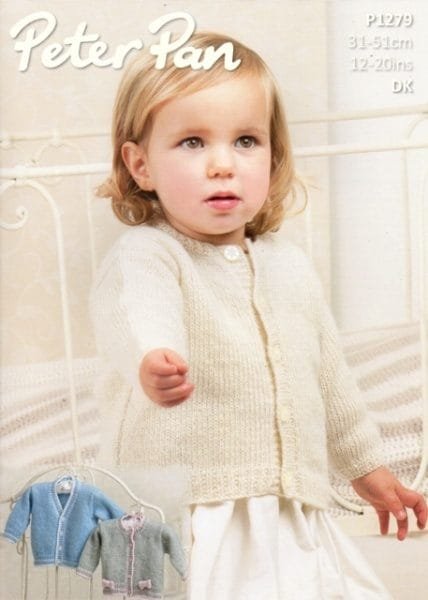 Peter Pan Round & V-Neck Cardigans Knitting Pattern Leaflet P1279