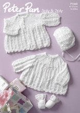 Peter Pan Kids Cardigan, Hat, & Booties / Mitts Knitting Pattern Leaflet P1065