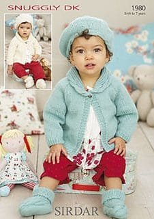 Sirdar Snuggly Jacket, Beret, & Bootees Knitting Pattern Leaflet 1980