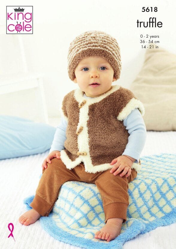 King Cole Pram Blanket, Jacket, Gilet & Hat Knitting Pattern Leaflet 5618