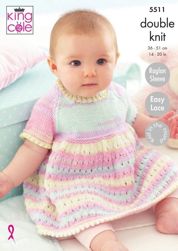 King Cole Dress, Matinee Coat and Blanket Knitting Pattern Leaflet 5511