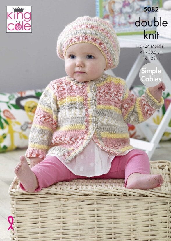 King Cole Blanket, Sweater, Cardigans & Hats Knitting Pattern Leaflet 5082