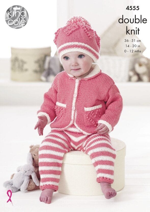 King Cole Baby Set Knitting Pattern Leaflet 4555