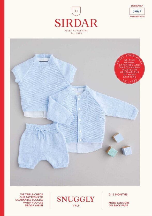 Sirdar Snuggly Three-Piece Outfit Knitting Pattern Leaflet 5467