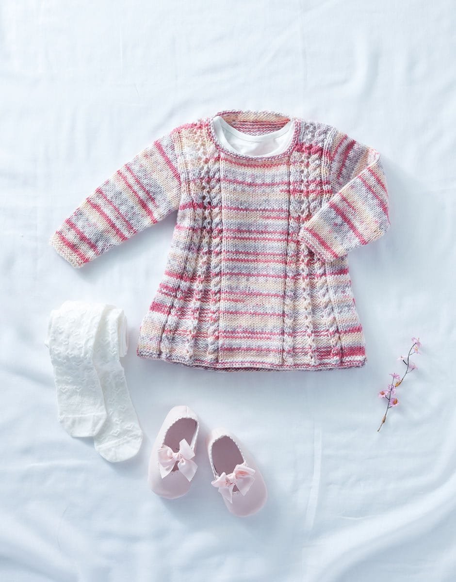 Sirdar Snuggly Baby Girl’s Tunic Knitting Pattern Leaflet 5295