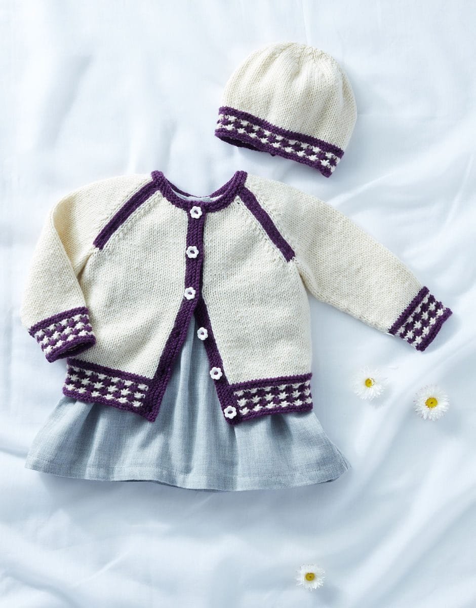 Sirdar Snuggly Baby Girl’s Cardigan & Hat Knitting Pattern Leaflet 5288