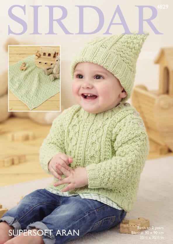 Sirdar Snuggly Sweater, Hat and Blanket Knitting Pattern Leaflet 4829