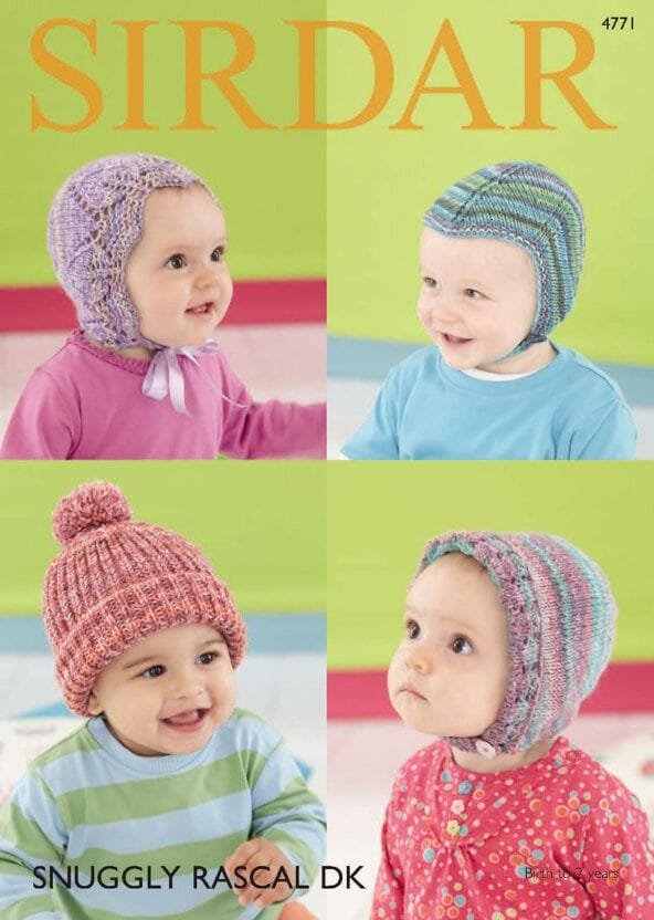 Sirdar Snuggly Bonnet, Helmet and Hats Knitting Pattern Leaflet 4771