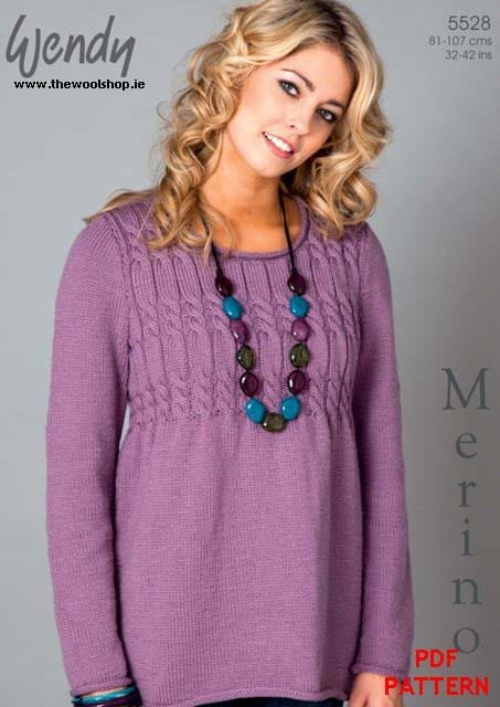 Wendy Bodice Sweater Knitting Pattern Leaflet 5528