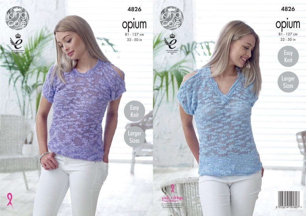 King Cole Round and V Neck Tops Knitting Pattern Leaflet 4826