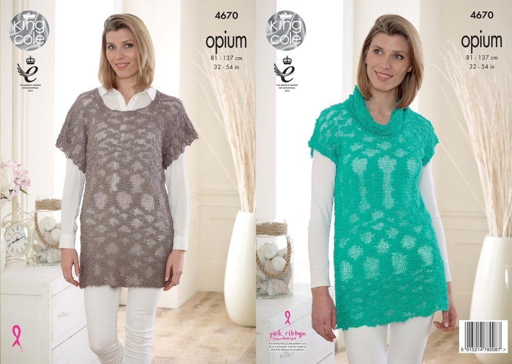 King Cole Slouch Tunic and Top Knitting Pattern Leaflet 4670