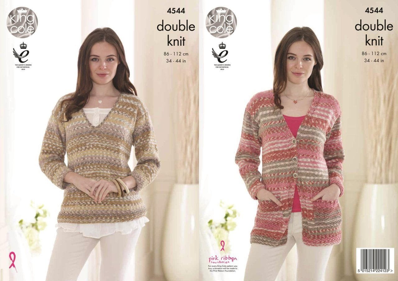King Cole Sweater and Cardigan Knitting Pattern Leaflet 4544