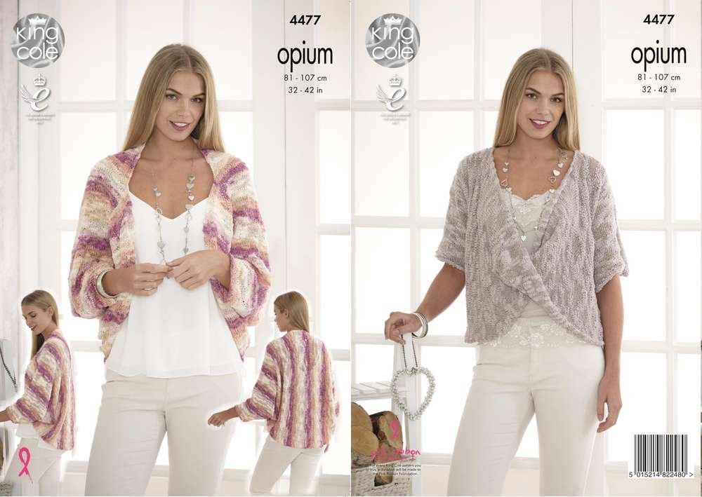 King Cole Shrug Cardigan Sweater Knitting Pattern Leaflet 4477