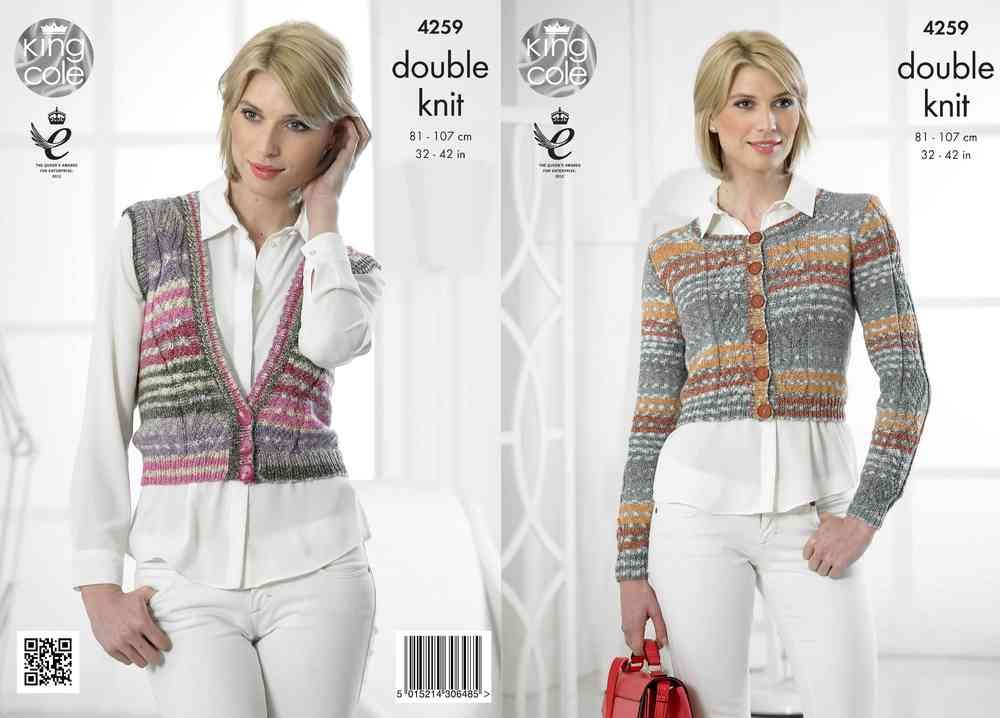 King Cole Waistcoat and Cardigan Knitting Pattern Leaflet 4359