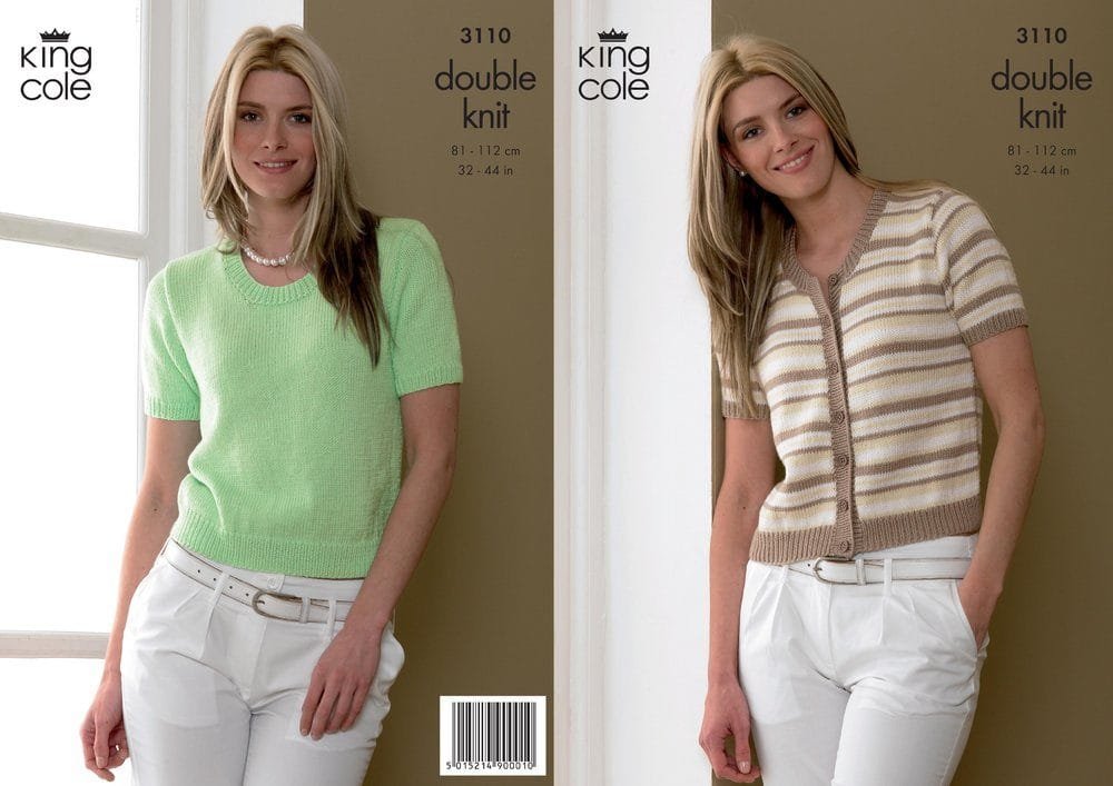 King Cole Cardigan and Sweater Knitting Pattern Leaflet 3110