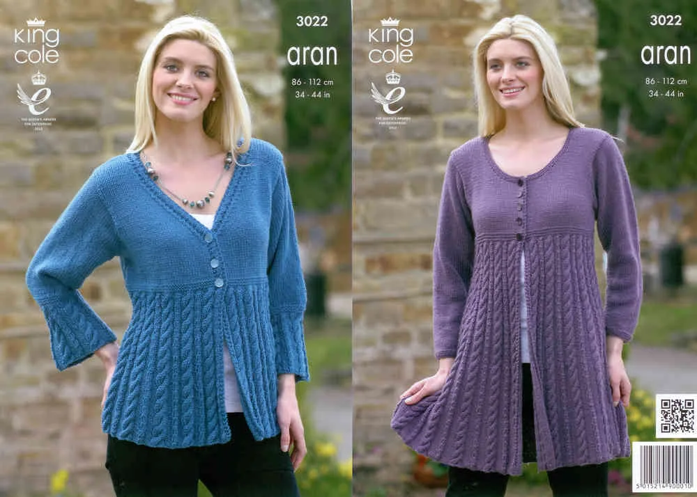 King Cole Jacket and Coat Dress Knitting Pattern Leaflet 3022
