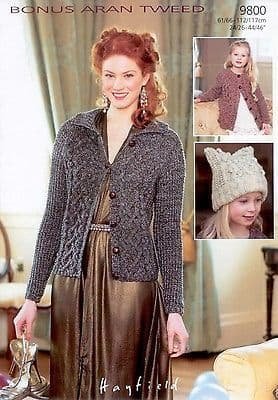 Hayfield Cardigan Knitting Pattern Leaflet 9800