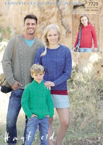 Hayfield Sweater Knitting Pattern Leaflet 7729