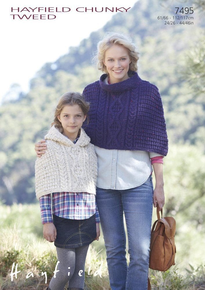 Hayfield Stand Up Neck and Hooded Capes Knitting Pattern Leaflet 7495