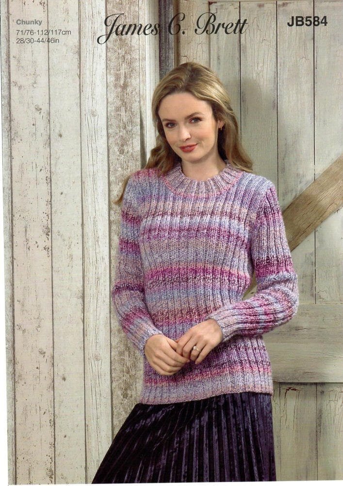 James C Brett Sweater Knitting Pattern Leaflet JB584
