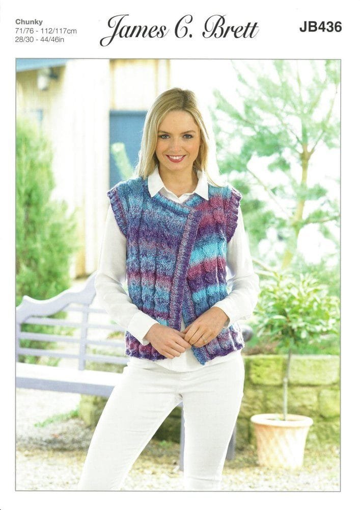 James C Brett Waistcoat Knitting Pattern Leaflet JB436