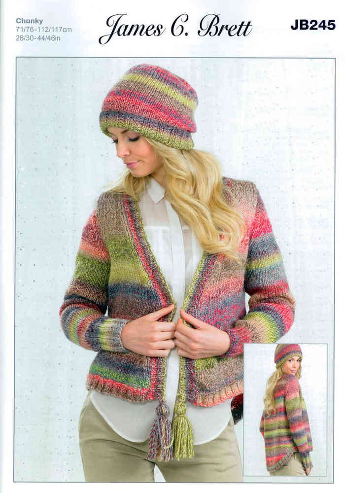 James C Brett Cardigan and Hat Knitting Pattern Leaflet JB245