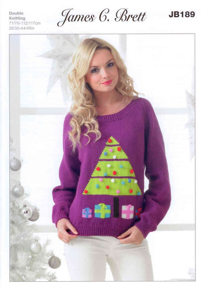 James C Brett Christmas Tree Jumper Knitting Pattern Leaflet JB189