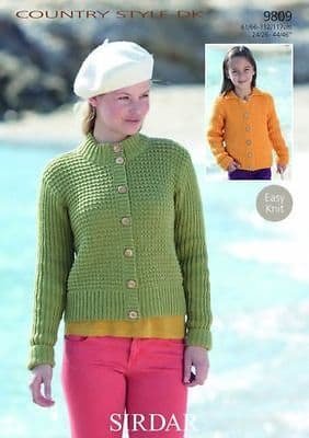 Sirdar Cardigan Knitting Pattern Leaflet 9809