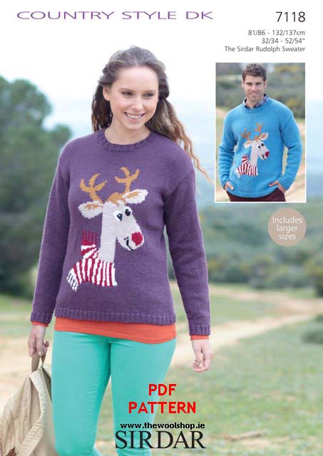 Sirdar Reindeer Sweater Knitting Pattern Leaflet 7118