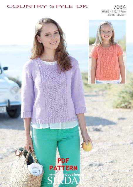 Sirdar Sweater Knitting Pattern Leaflet 7034