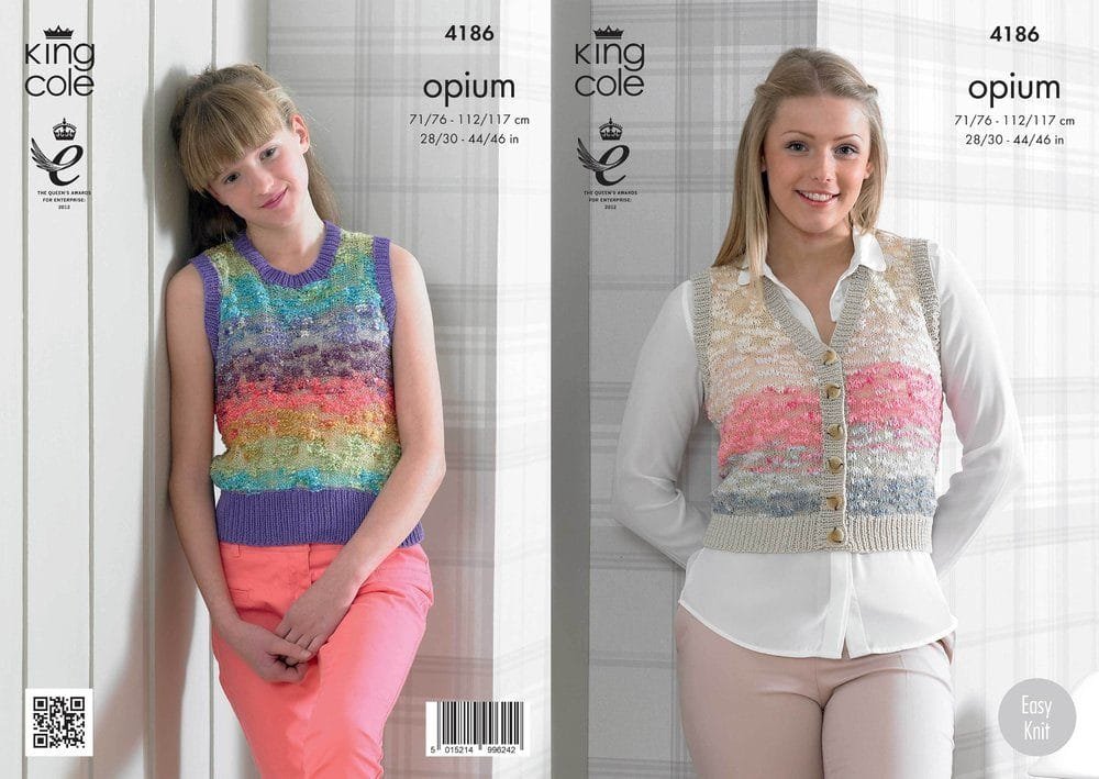 King Cole Waistcoat and Slipover Knitting Pattern Leaflet 4186