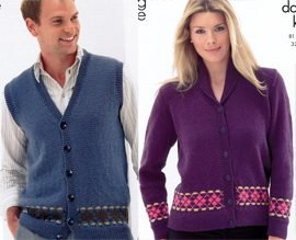 King Cole Cardigan and Sweater Knitting Pattern Leaflet 3272