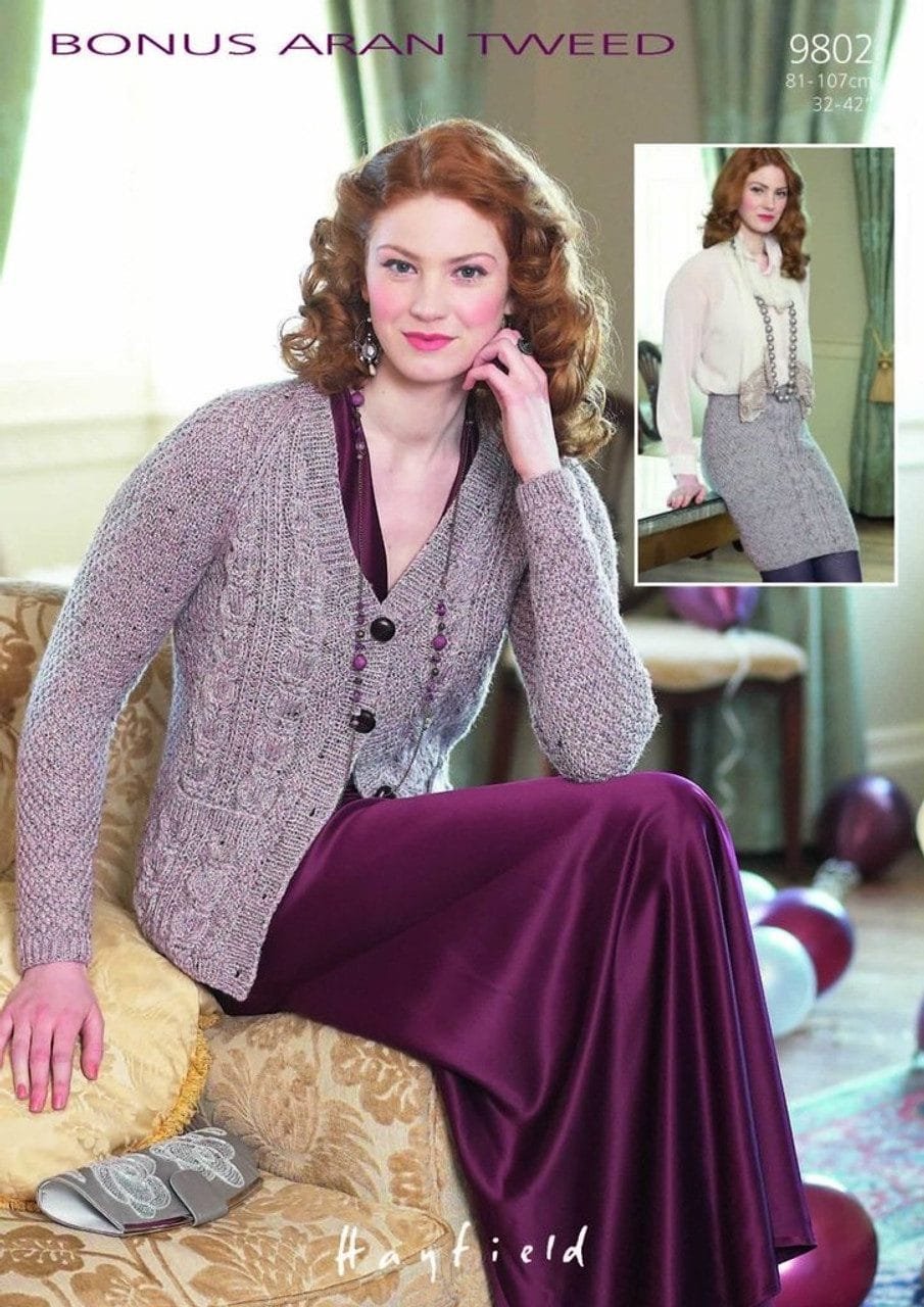 Hayfield Cardigan & Skirt Knitting Pattern Leaflet 9802