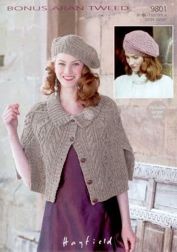 Hayfield Cape & Hat Knitting Pattern Leaflet 9801