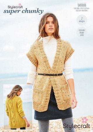 Stylecraft Cardigan and Waistcoat Knitting Pattern Leaflet 9888